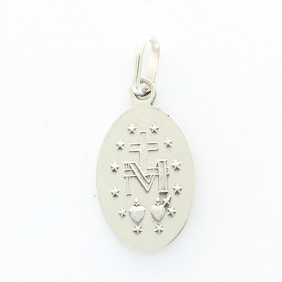 Palais du Rosaire Medaille Et Croix Argent | Medaille Miraculeuse En Argent 15 Mm 1,77G