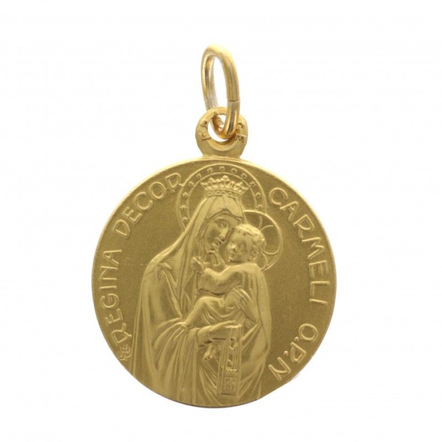 Palais du Rosaire Medaille Et Croix Metal | Medaille Scapulaire En Laiton Dore 18 Mm