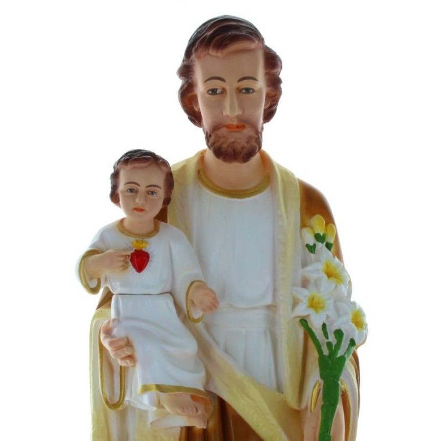 Palais du Rosaire Statue De Saint Joseph | Statue De Saint Joseph A L'Enfant Jesus En Resine Coloree 40Cm
