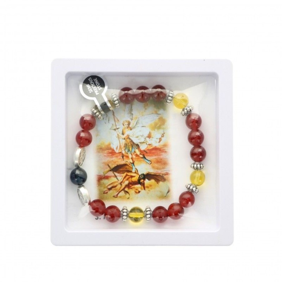 Palais du Rosaire Bracelet Fantaisie | Bracelet De L'Archange Saint Michel En Pierres Semi-Precieuses