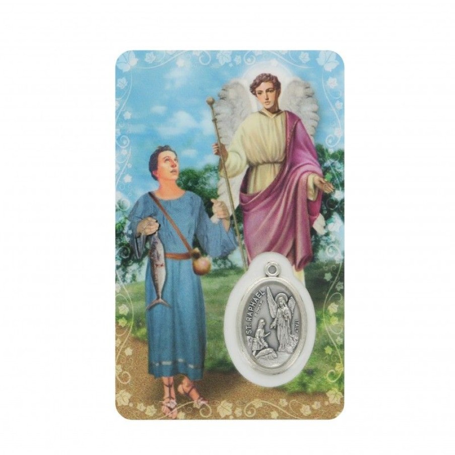 Palais du Rosaire Image Religieuse | Carte De Priere Saint Raphael Avec Medaille