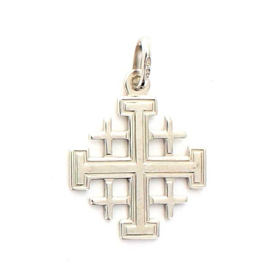 Palais du Rosaire Medaille Et Croix Argent | Croix De Jerusalem En Argent 14Mm