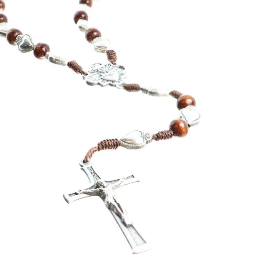 Palais du Rosaire Chapelet Bois | Chapelet Ex Voto En Corde Et Bois Marron
