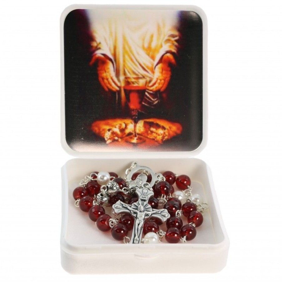Palais du Rosaire Chapelet Verre | Chapelet Du Precieux Sang En Verre Avec Sa Boite Decoree