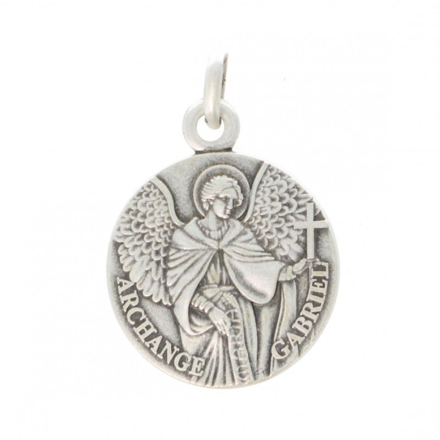 Palais du Rosaire Medaille Et Croix Argent | Medaille De Saint Gabriel En Argent De 16Mm
