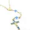 Palais du Rosaire Chapelet Nacre | Chapelet En Nacre Dore Et En Pierre 6Mm Avec Croix Emaillee