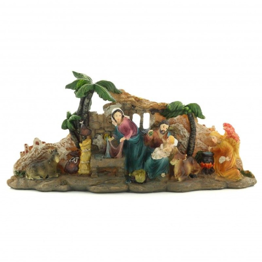 Palais du Rosaire Creche | Creche Complete En Resine Coloree 20 Cm