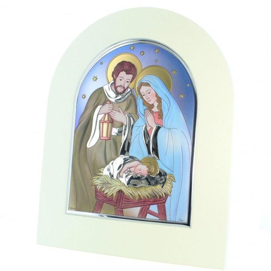 Palais du Rosaire Cadre Religieux | Cadre De La Sainte Famille En Bois Argente 25X30Cm
