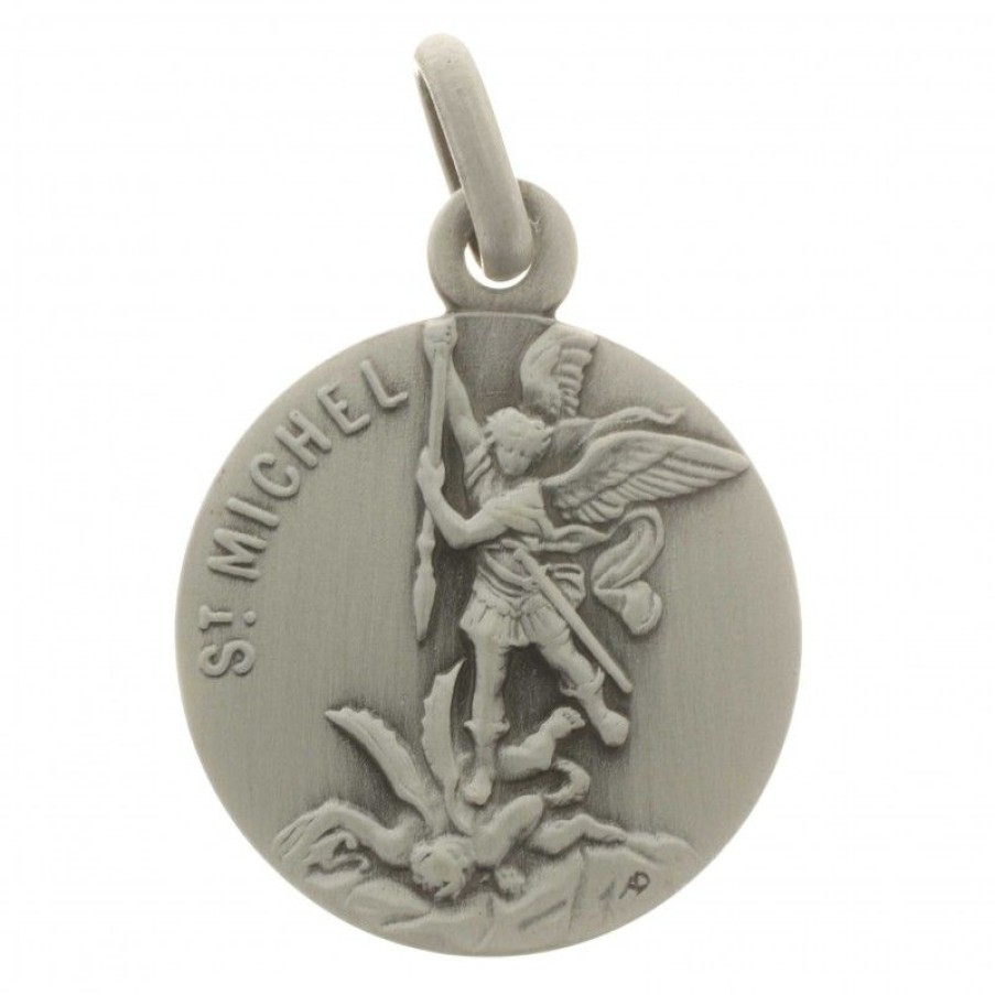 Palais du Rosaire Medaille Et Croix Metal | Medaille De Saint Michel En Metal Argente 18Mm