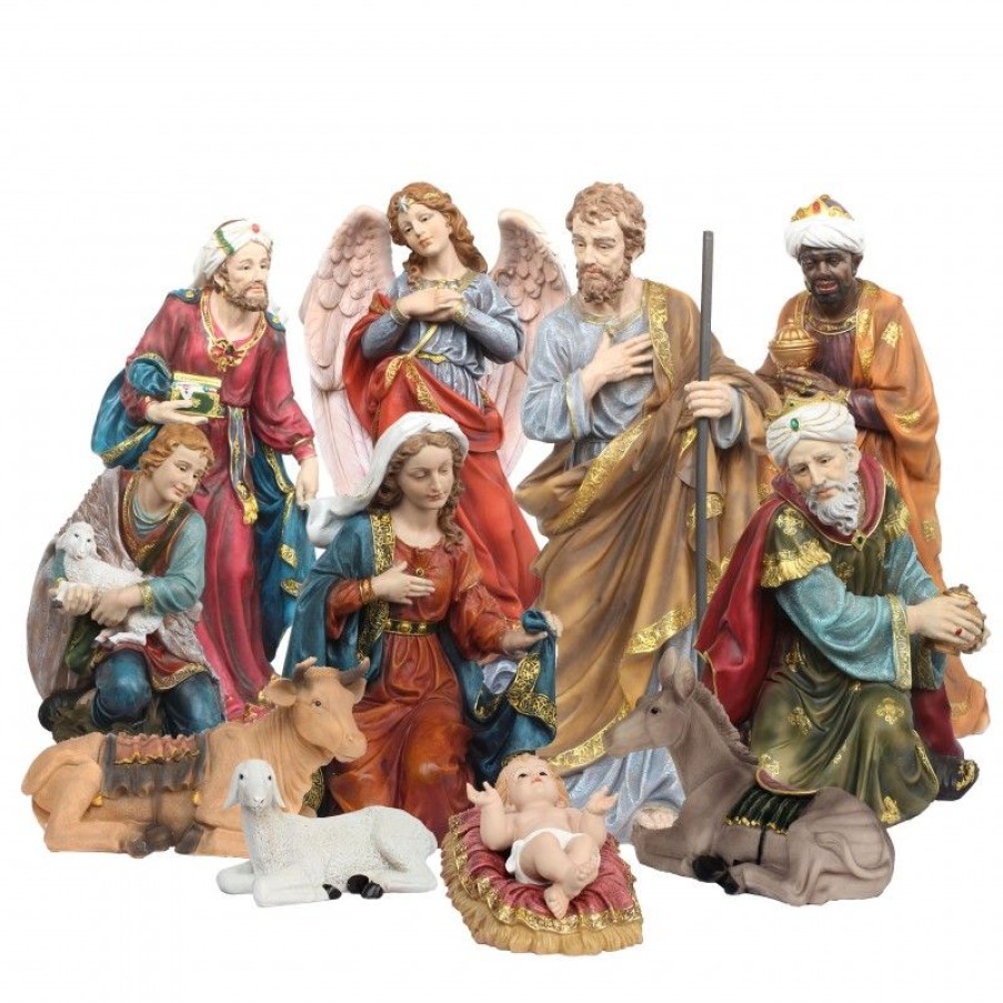 Palais du Rosaire Creche | Tres Grande Creche 11 Sujets Realiste De 110 Cm En Resine