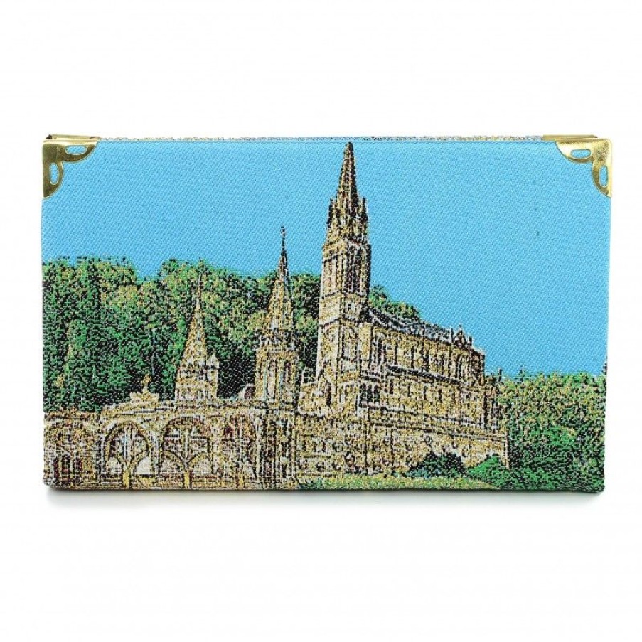 Palais du Rosaire Livre De Priere | Bloc Notes Notre Dame De Lourdes Avec Couverture En Tissu Brode De Fil Dore