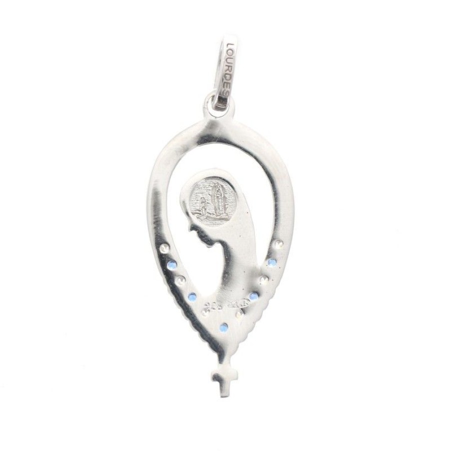 Palais du Rosaire Medaille Et Croix Argent | Medaille Vierge De Profil En Argent 27 Mm