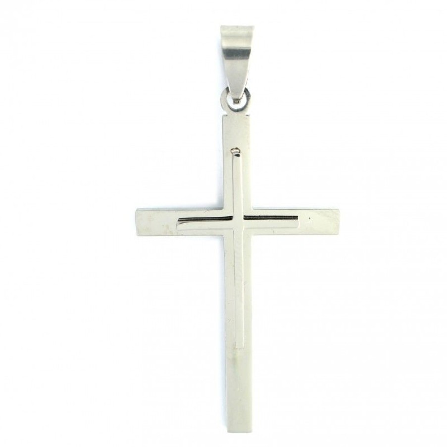 Palais du Rosaire Medaille Et Croix Metal | Croix Argentee En Inox De 5 Cm
