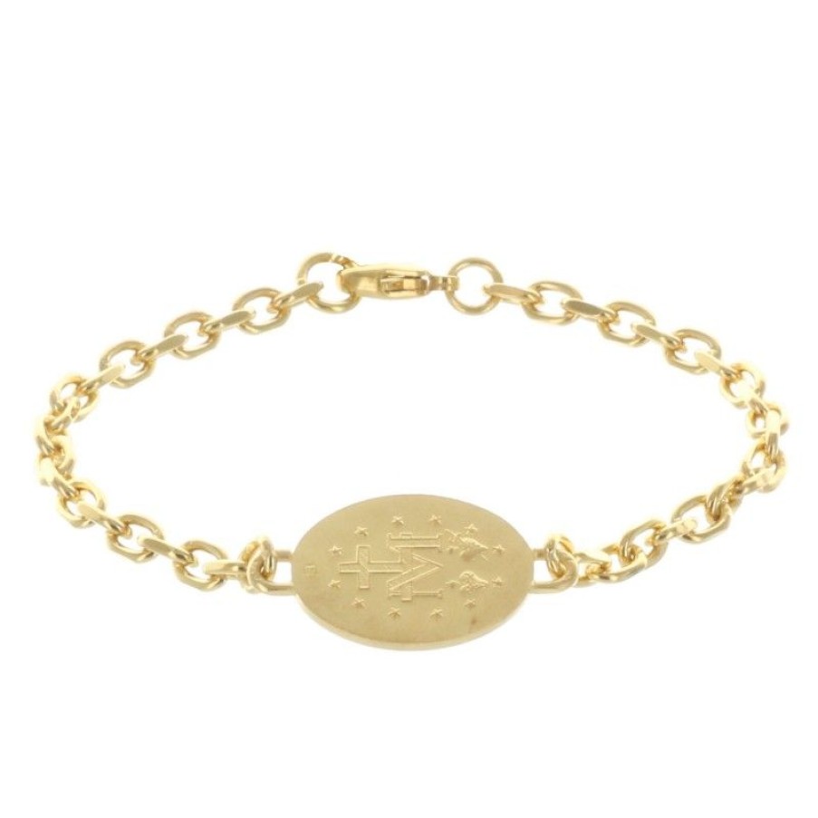 Palais du Rosaire Bracelet Plaque Or | Bracelet Plaque Or Et Medaille Vierge Miraculeuse
