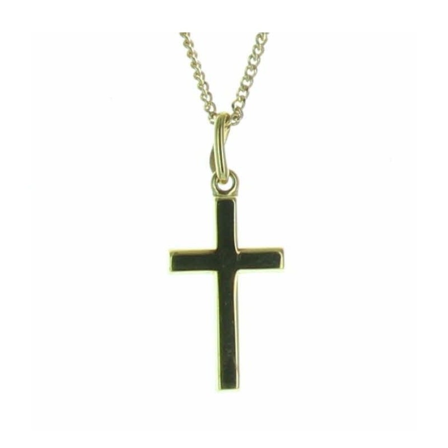 Palais du Rosaire Collier En Plaque Or | Chaine En Plaque Or Avec Une Croix Baton