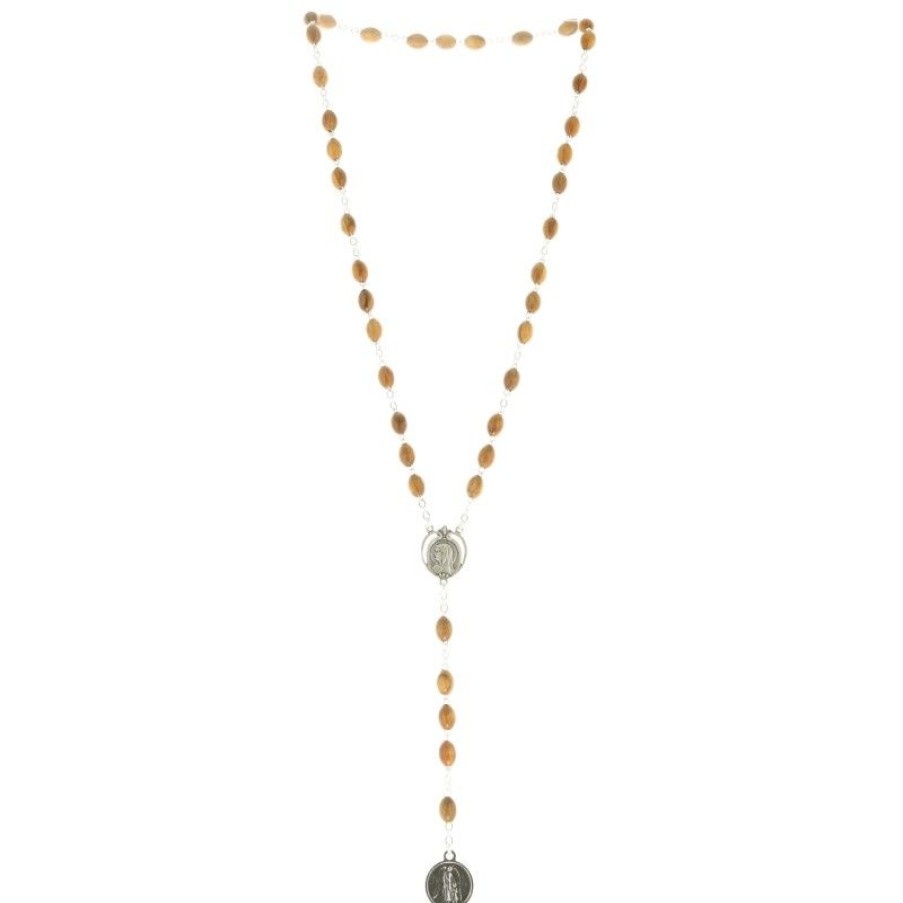 Palais du Rosaire Chapelet Bois | Chapelet De Saint Michel En Bois D'Olivier Avec Medaille De L'Apparition