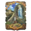 Palais du Rosaire Cadre Religieux | Cadre En Bois De L'Appartition De Lourdes Avec Reflets Dores 24X18Cm