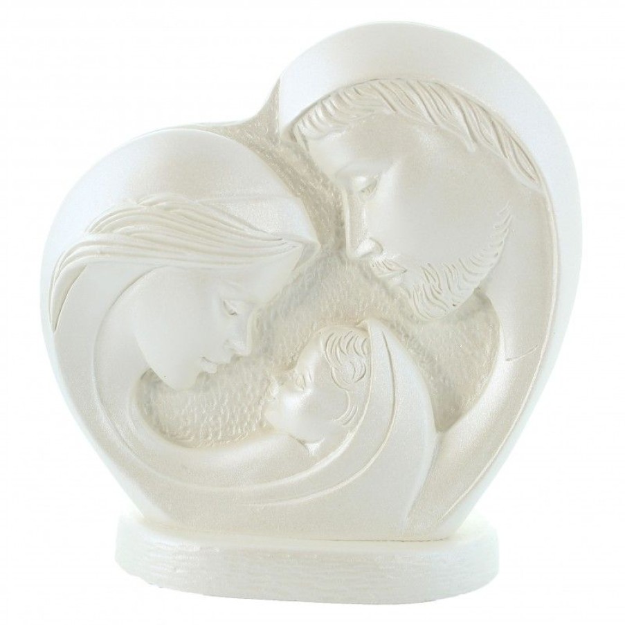 Palais du Rosaire Cadre Religieux | Statue De La Sainte Famille En Forme De Coeur Et En Resine Blanche