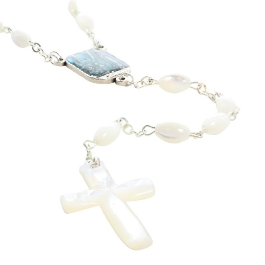 Palais du Rosaire Chapelet Nacre | Chapelet De L'Apparition De Lourdes En Nacre Ovale