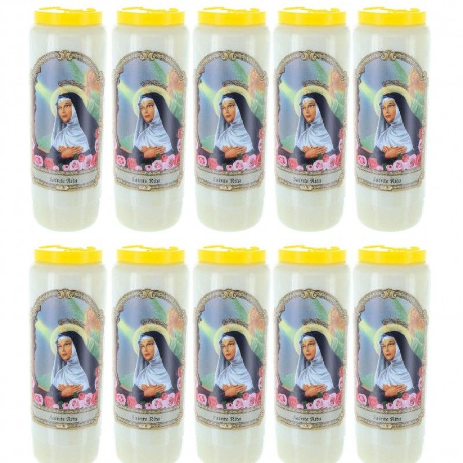 Palais du Rosaire Bougie Neuvaine | Lot De 10 Bougies Neuvaine Sainte Rita 17,5 Cm