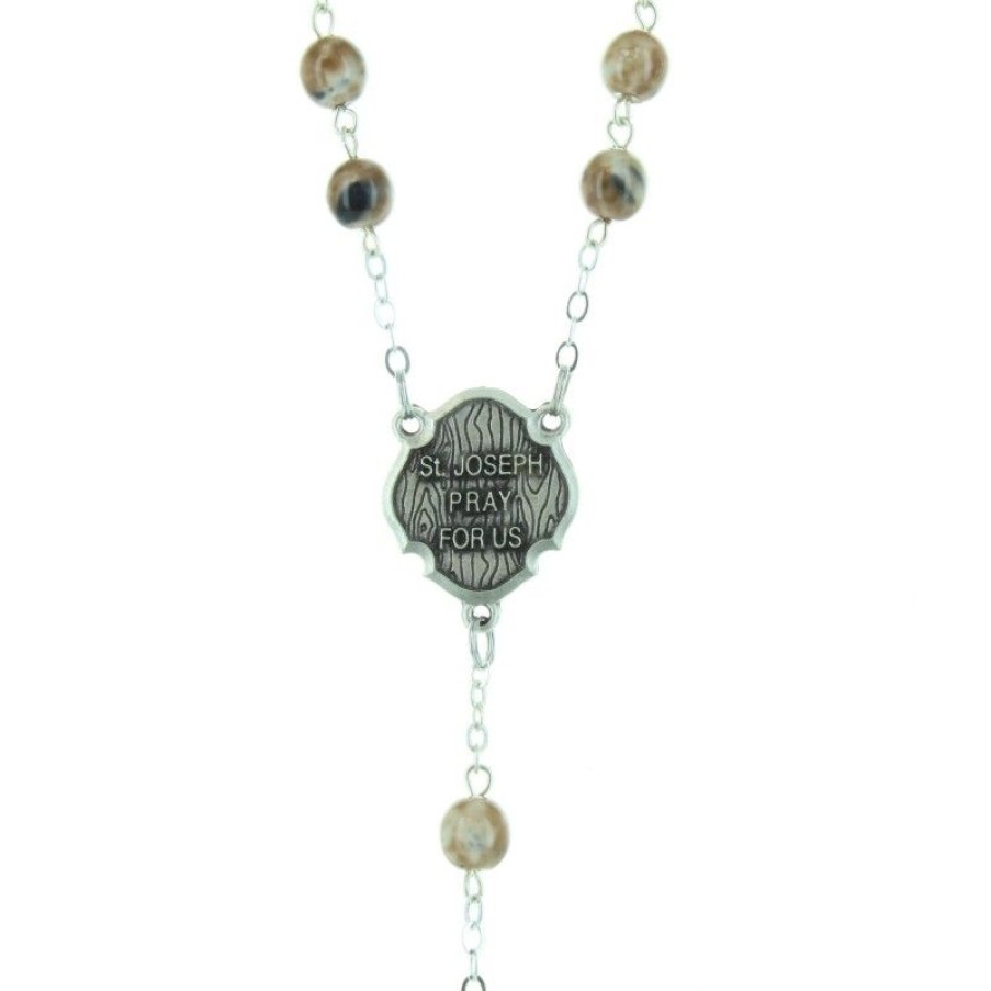Palais du Rosaire Chapelet Verre | Chapelet De Saint Joseph Avec Des Grains En Verre 7Mm
