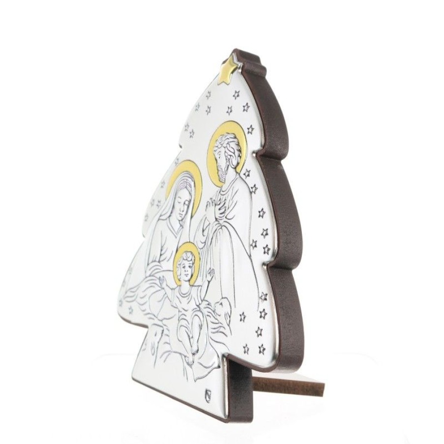 Palais du Rosaire Cadre Religieux | Cadre De La Sainte Famille En Forme De Sapin Argente 10Cm