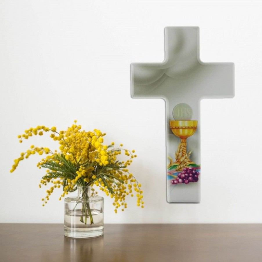 Palais du Rosaire Croix Religieuse | Croix De Communion Decoree D'Un Calice 15 Cm