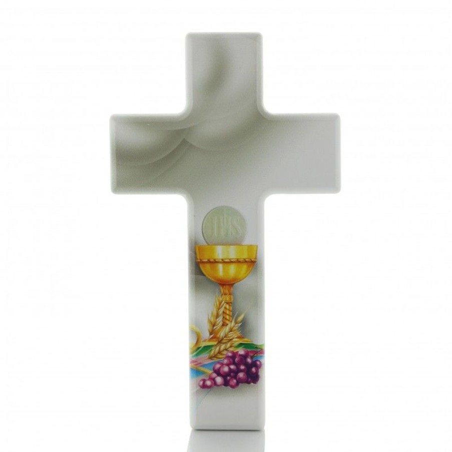 Palais du Rosaire Croix Religieuse | Croix De Communion Decoree D'Un Calice 15 Cm