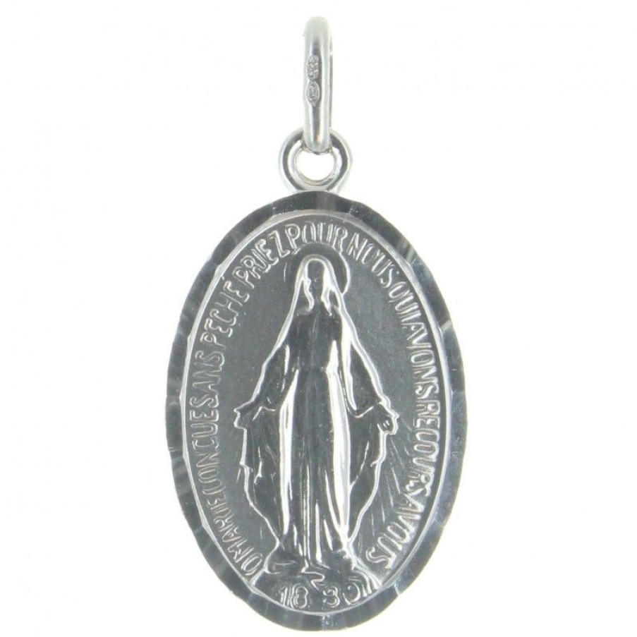 Palais du Rosaire Medaille Et Croix Argent | Medaille Miraculeuse En Argent Poli 20Mm