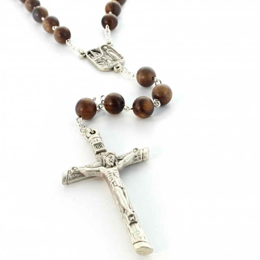 Palais du Rosaire Chapelet Bois | Chapelet De Lourdes En Bois De Teck Et Croix Metal