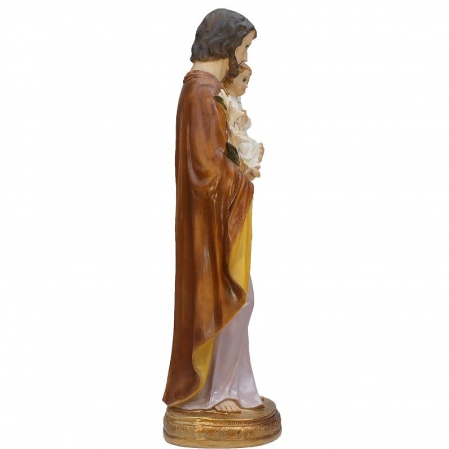 Palais du Rosaire Statue De Saint Joseph | Statue Joseph A L'Enfant Jesus En Resine Coloree 98Cm