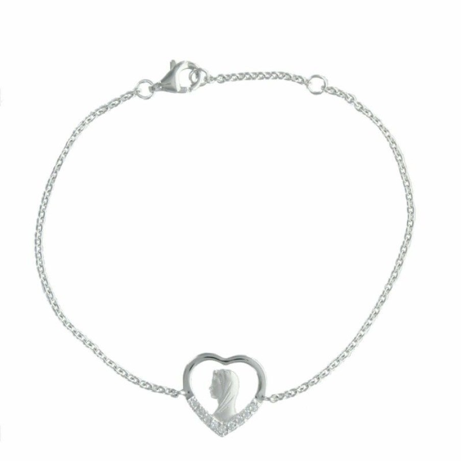Palais du Rosaire Bracelet Argent | Bracelet En Argent Avec La Vierge Marie Dans Un Coeur