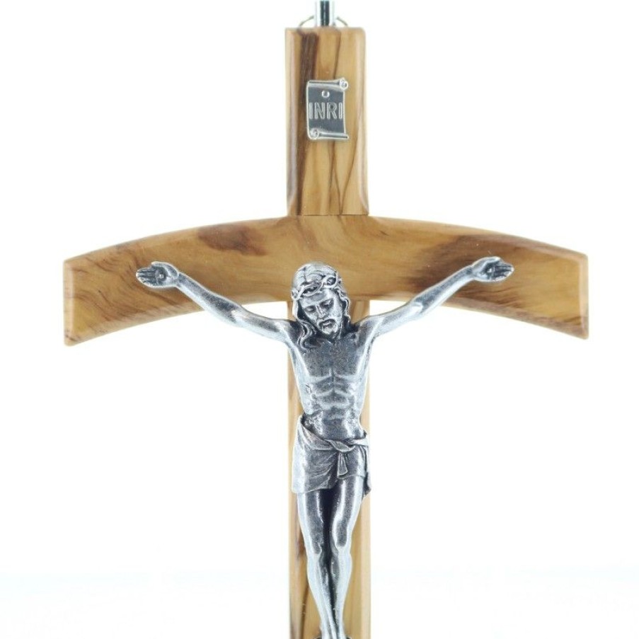 Palais du Rosaire Crucifix Bois | Crucifix Croix Pastorale En Bois D'Olivier 22Cm