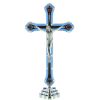 Palais du Rosaire Crucifix Metal | Crucifix Metal Colore Et Argente Et Christ En Metal 20 Cm