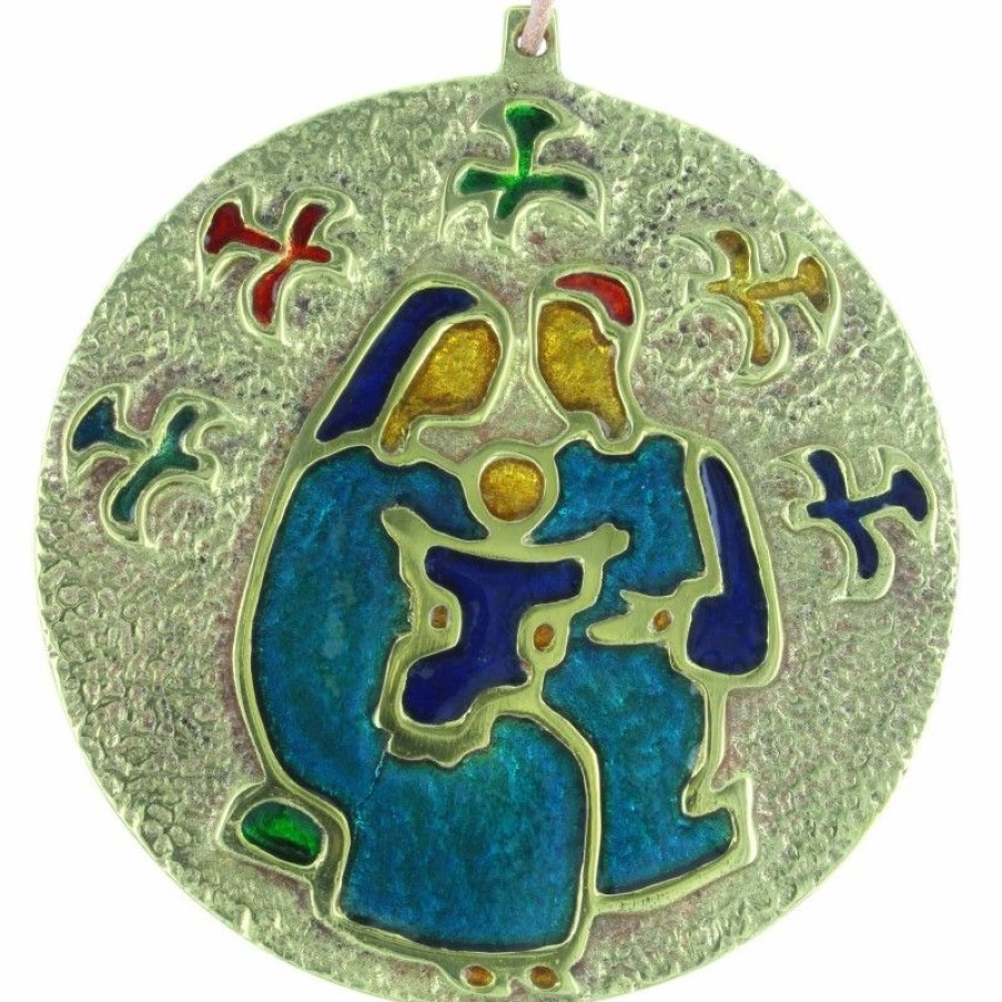 Palais du Rosaire Cadre Religieux | Medaille De La Sainte Famille En Bronze Emaille 8,5Cm