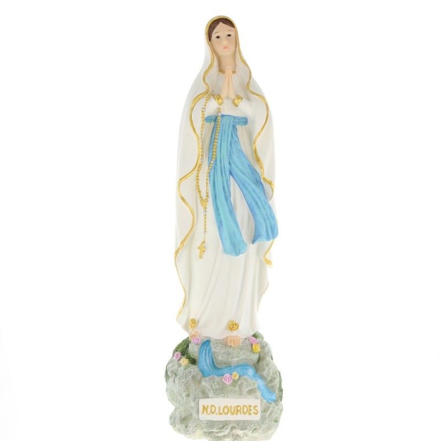 Palais du Rosaire Statue De Notre Dame De Lourdes | Statue Notre Dame De Lourdes Avec Socle Decore De 40Cm En Resine