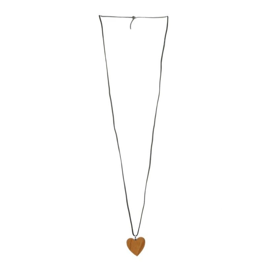Palais du Rosaire Collier Fantaisie | Collier Coeur En Bois D'Erable \\"Jesus\\" De 2,5Cm Avec Cordon