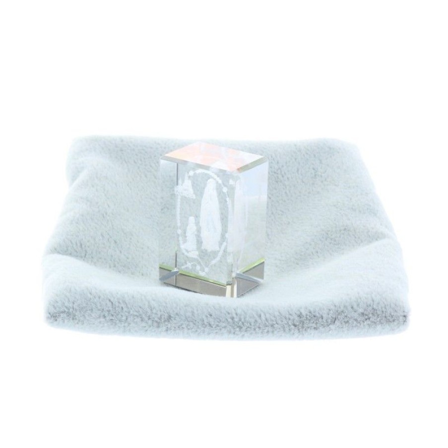 Palais du Rosaire Verre Grave | Verre Grave Laser 3D Reflets Colores Et Apparition De Lourdes, Chapelet 3 Cm