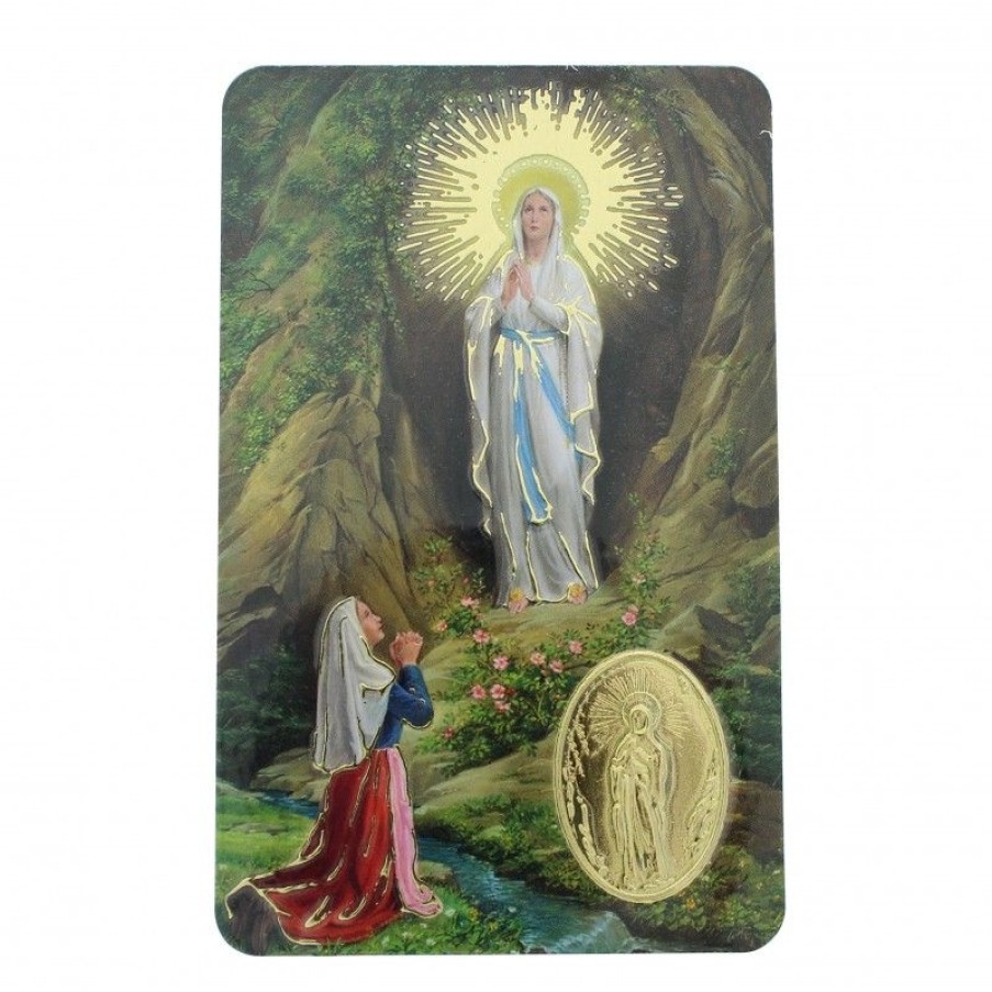 Palais du Rosaire Image Religieuse | Carte De Priere L'Apparition Avec Medaille