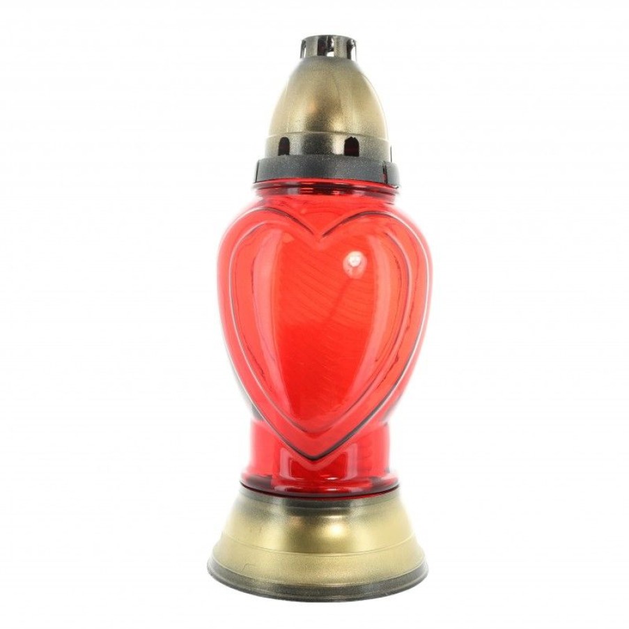 Palais du Rosaire Bougie Votive | Bougie Dans Une Lanterne Rouge 12X20Cm