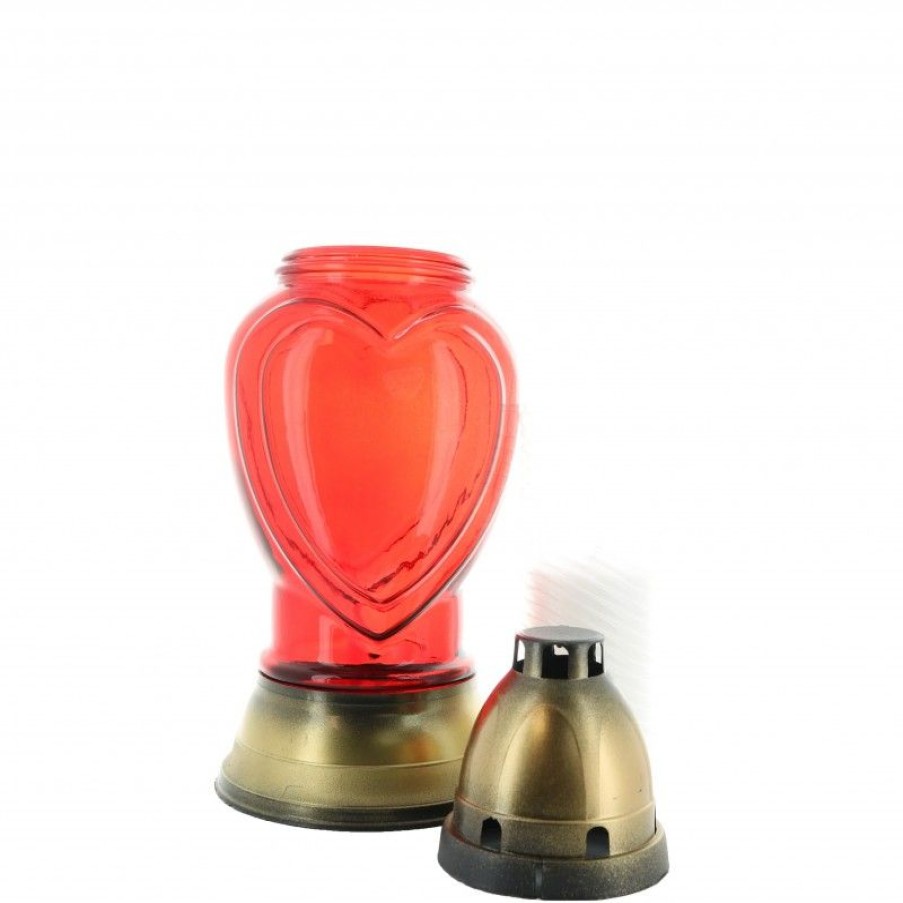 Palais du Rosaire Bougie Votive | Bougie Dans Une Lanterne Rouge 12X20Cm