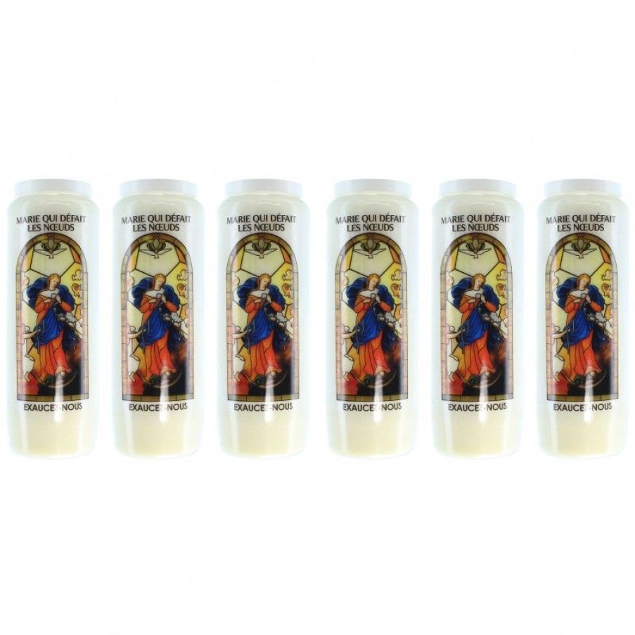 Palais du Rosaire Bougie Neuvaine | Lot De 6 Bougies De Neuvaine De Marie Qui Defait Les Noeuds Avec Prieres