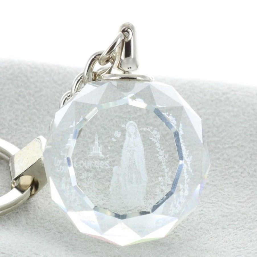Palais du Rosaire Porte&Cles | Porte-Cles Boule Facettee Et Gravure Apparition De Lourdes