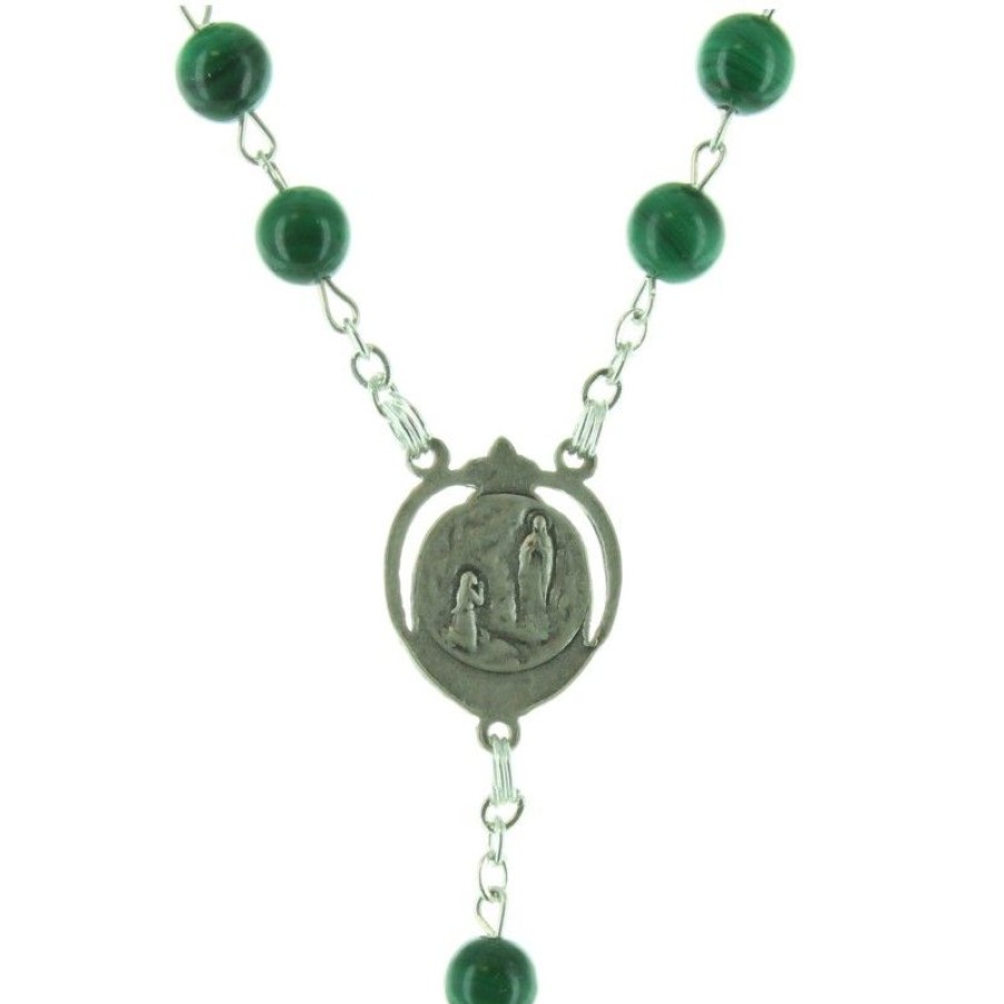 Palais du Rosaire Chapelet Pierre | Chapelet De Lourdes En Pierre De Malachite