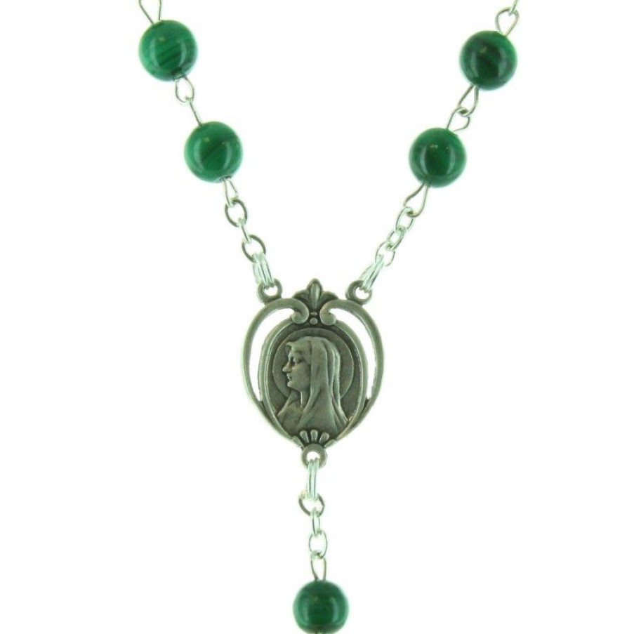 Palais du Rosaire Chapelet Pierre | Chapelet De Lourdes En Pierre De Malachite