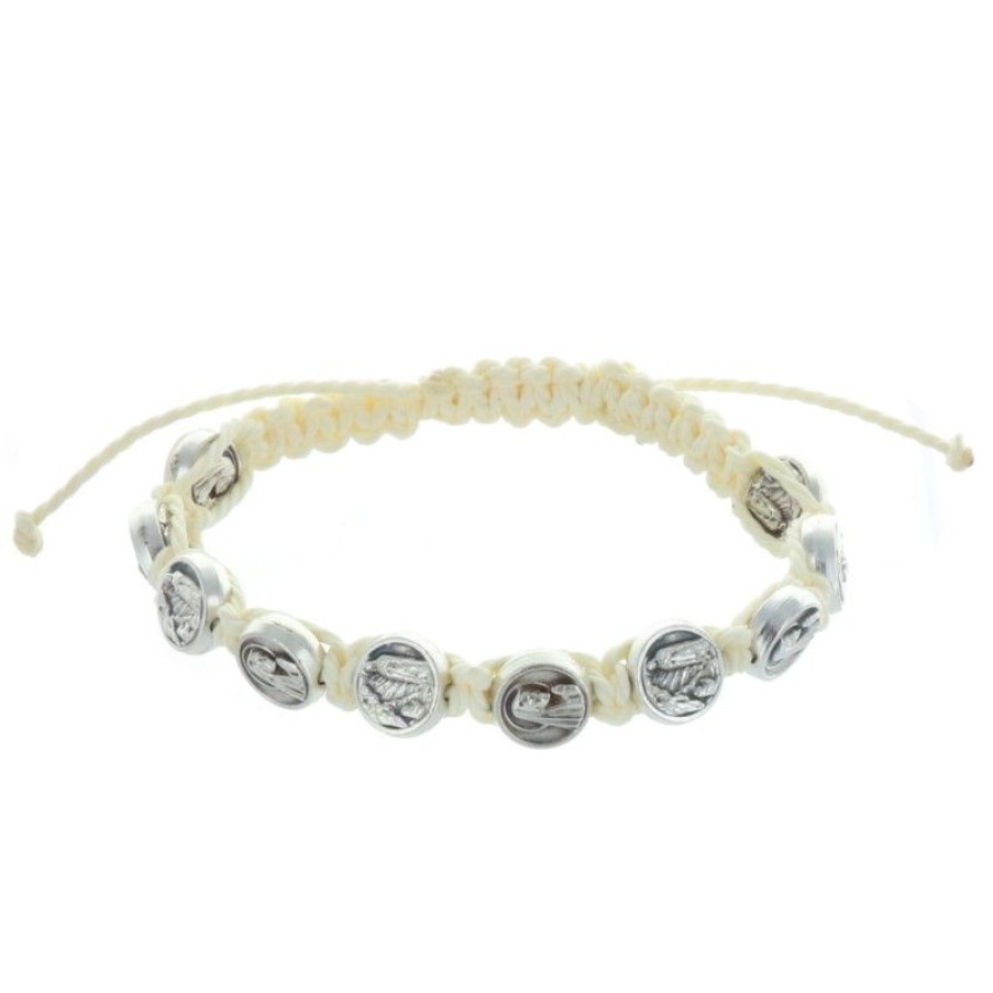 Palais du Rosaire Bracelet Dizainier | Bracelet Dizainier Medailles Argentees Apparition De Lourdes Et Vierge Marie