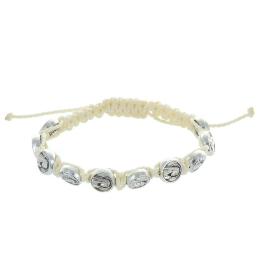 Palais du Rosaire Bracelet Dizainier | Bracelet Dizainier Medailles Argentees Apparition De Lourdes Et Vierge Marie