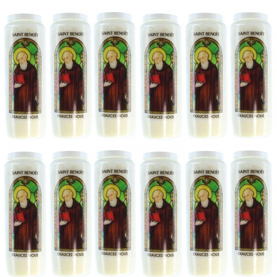 Palais du Rosaire Bougie Neuvaine | Lot De 12 Bougies De Neuvaine De Saint Benoit Avec Prieres