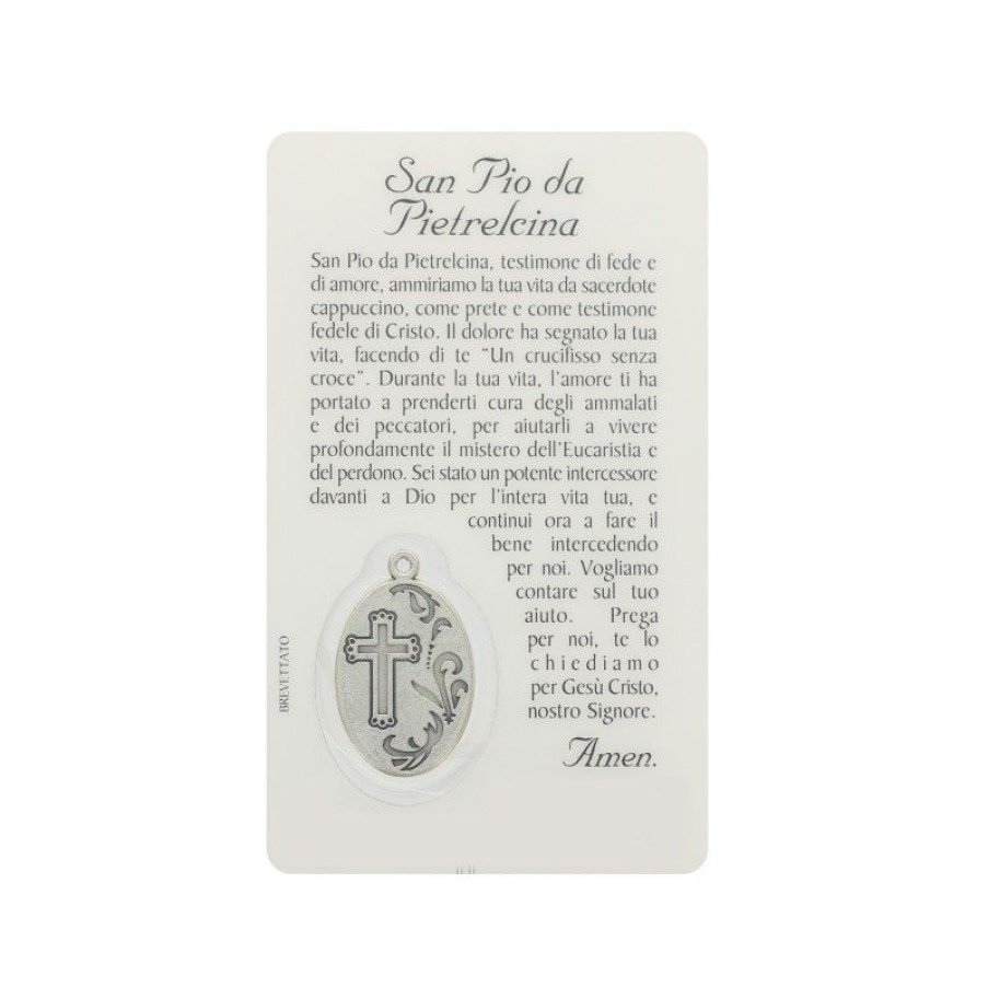 Palais du Rosaire Image Religieuse | Carte De Priere De Padre Pio Avec Medaille