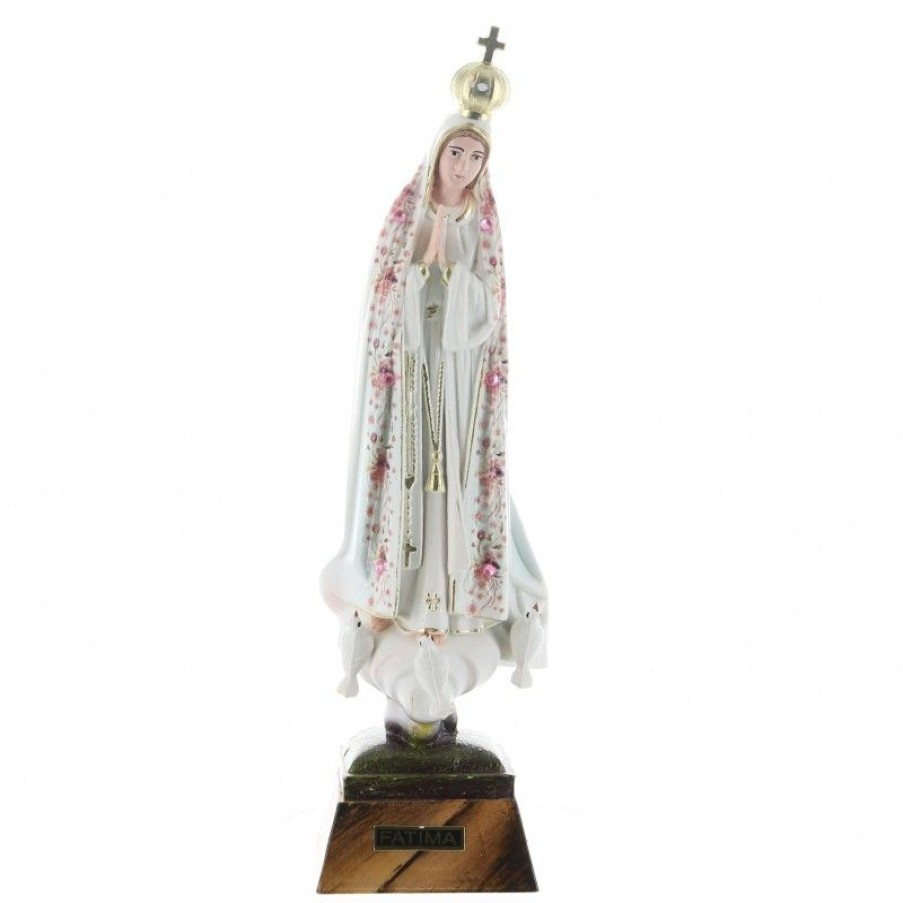 Palais du Rosaire Statue Vierge De Fatima | Statue De Fatima Vetue D'Un Manteau Fleuri Rose 18Cm